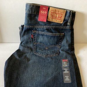 NWT Levi's 569 36x34 Loose Relaxed Fit Straight Leg Dark Chipped Wash 005690041